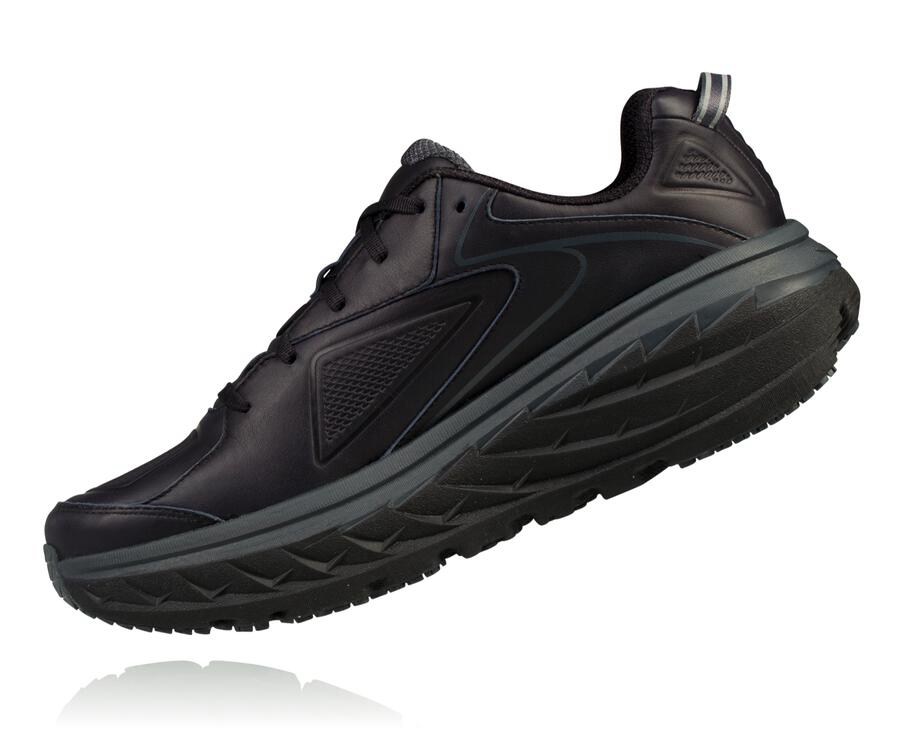 Hoka One One Mens Running Shoes - Bondi Leather - Black - NRGQ87624